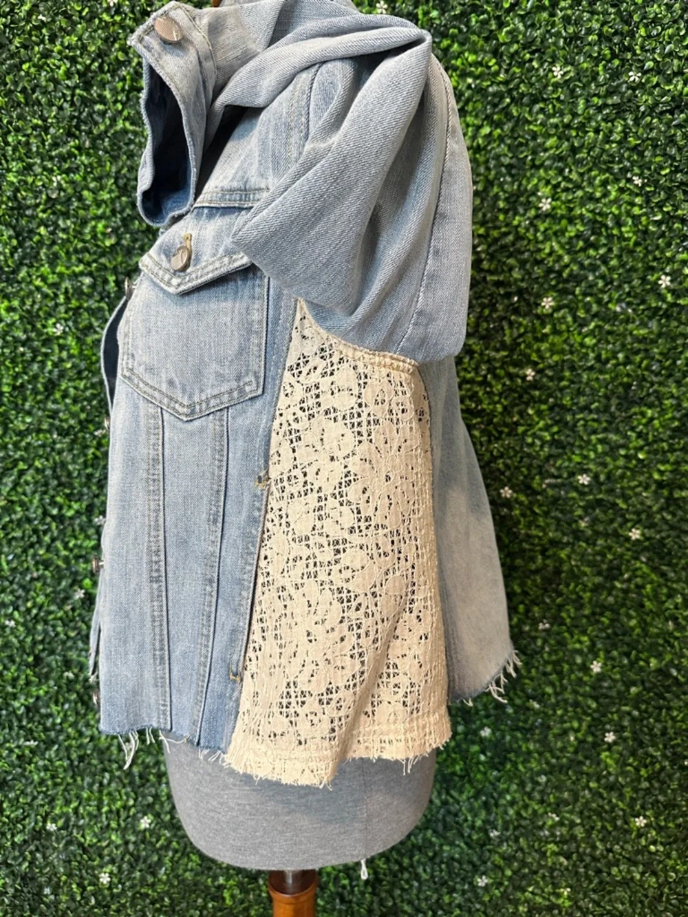 Free People Denim & Lace Jacket #31 - Picture 5 of 7